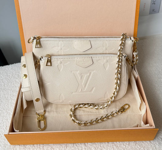 Multi Pochette Accessories Cream Monogram Empreinte Leather