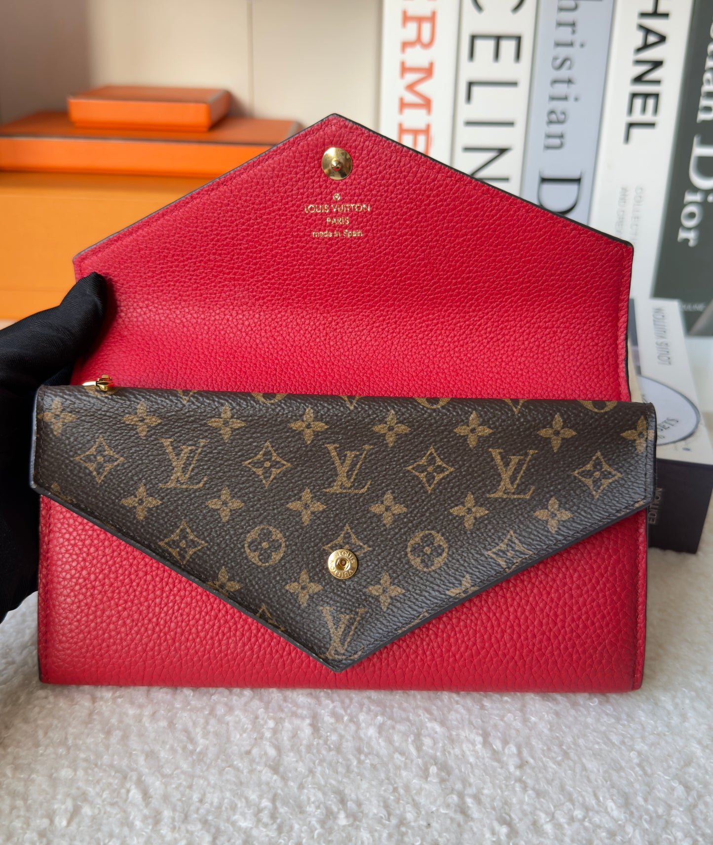 DOUBLE V RED/RUBIS CALFSKIN WALLET
