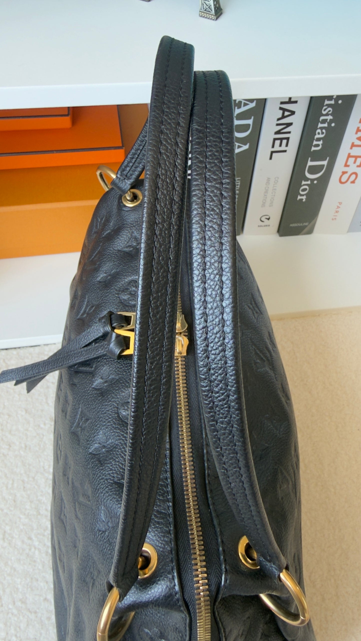 PONTHIEU PM NOIR/BLACK EMPREINTE BAG