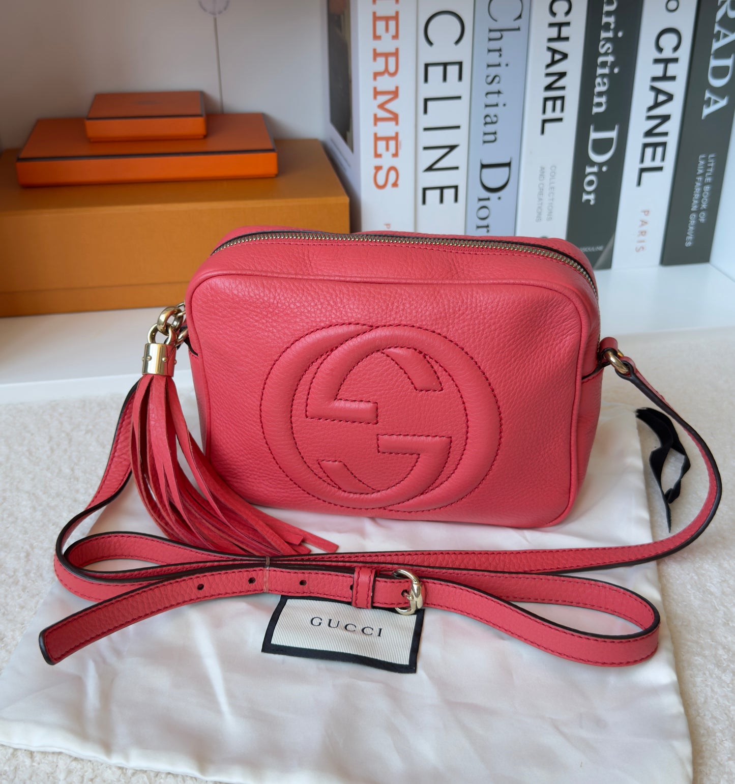 GG PINK ROSE TOPAZ SMALL SOHO DISCO CALFSKIN BAG
