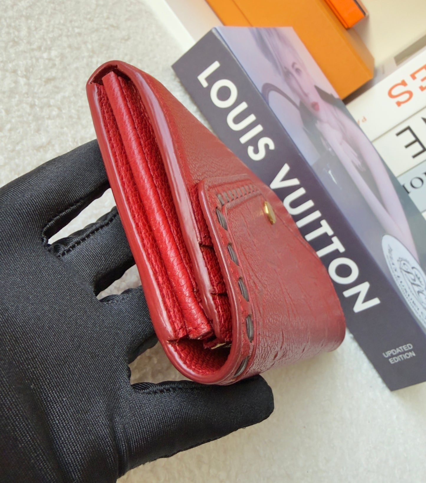 JUNOT BRAIDED RED EMPREINTE SARAH WALLET