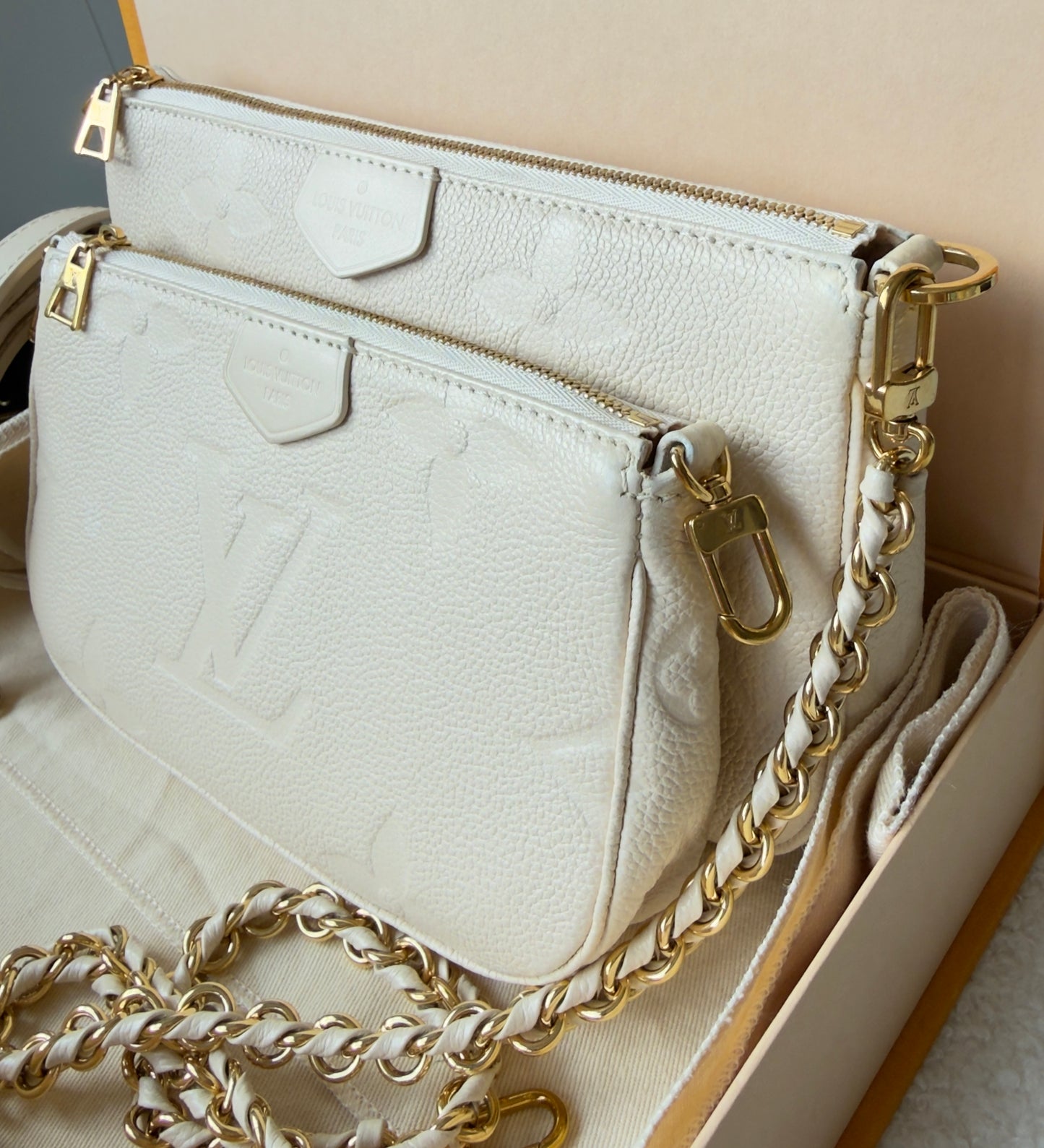 Multi Pochette Accessories Cream Monogram Empreinte Leather