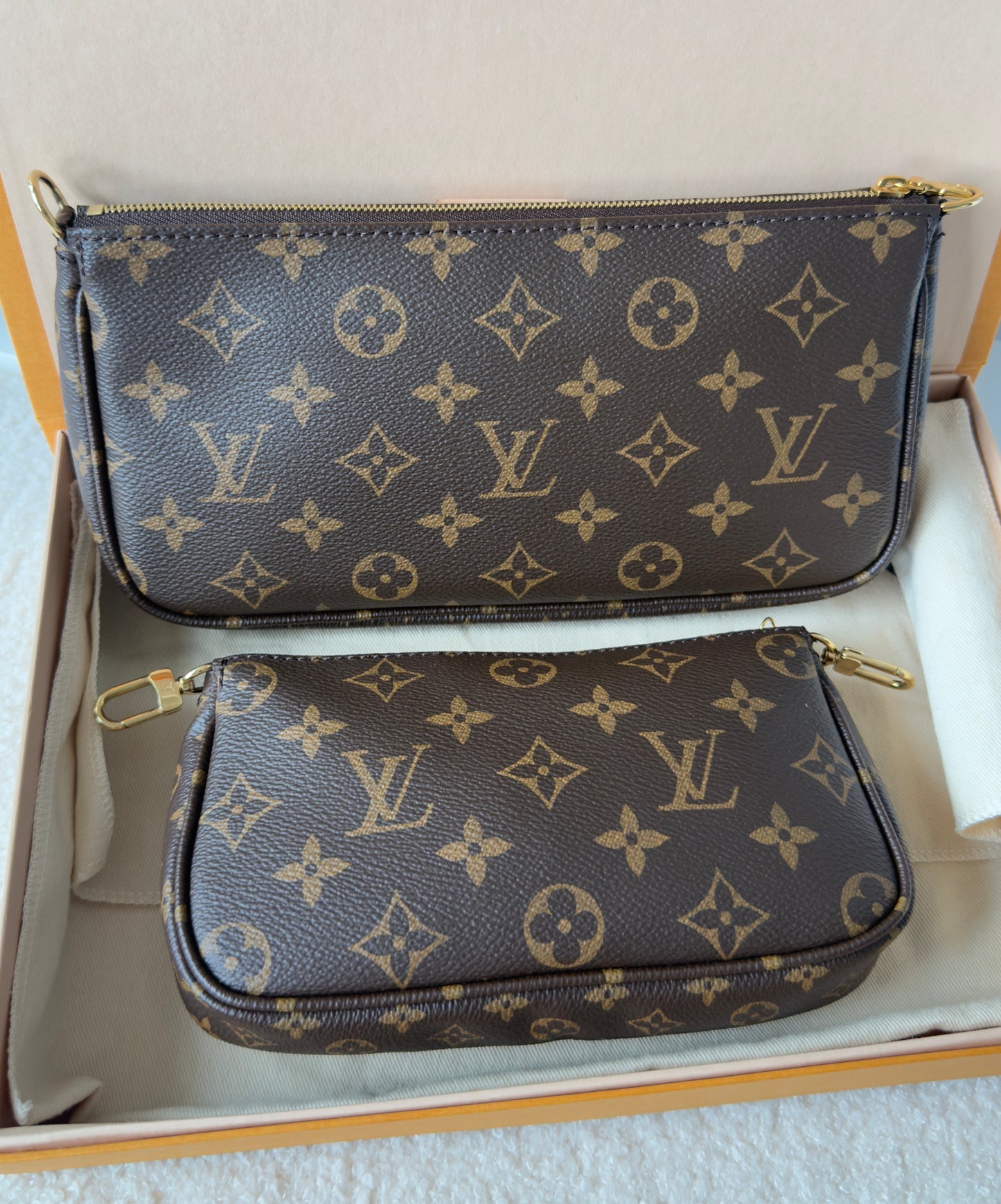 LIKE NEW MULTI POCHETTE ACCESSORIES KHAKI MONOGRAM