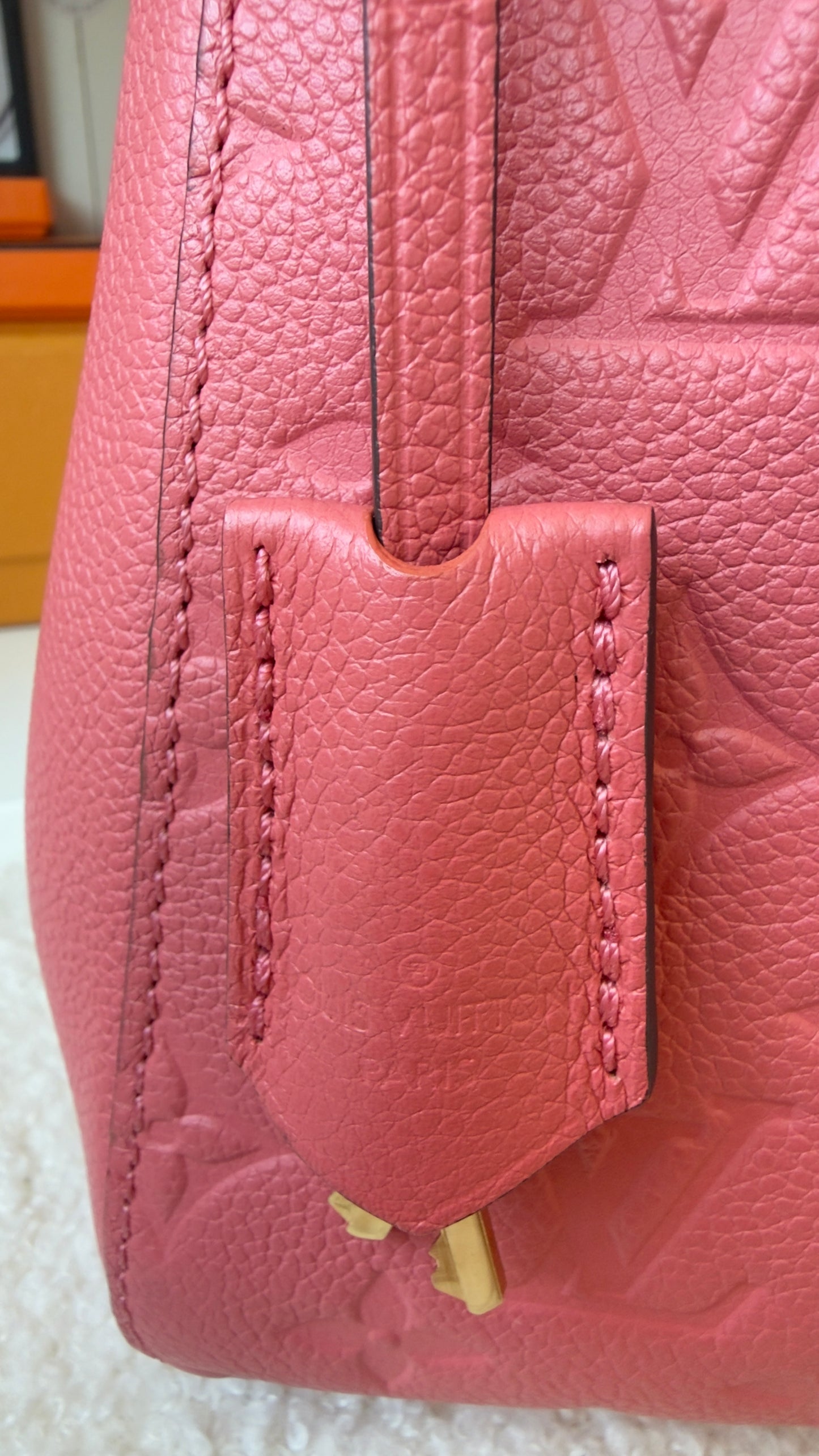 MONTAIGNE BB PINK CHERRY BLOSSOM MNG EMBOSSED CALFSKIN LEATHER