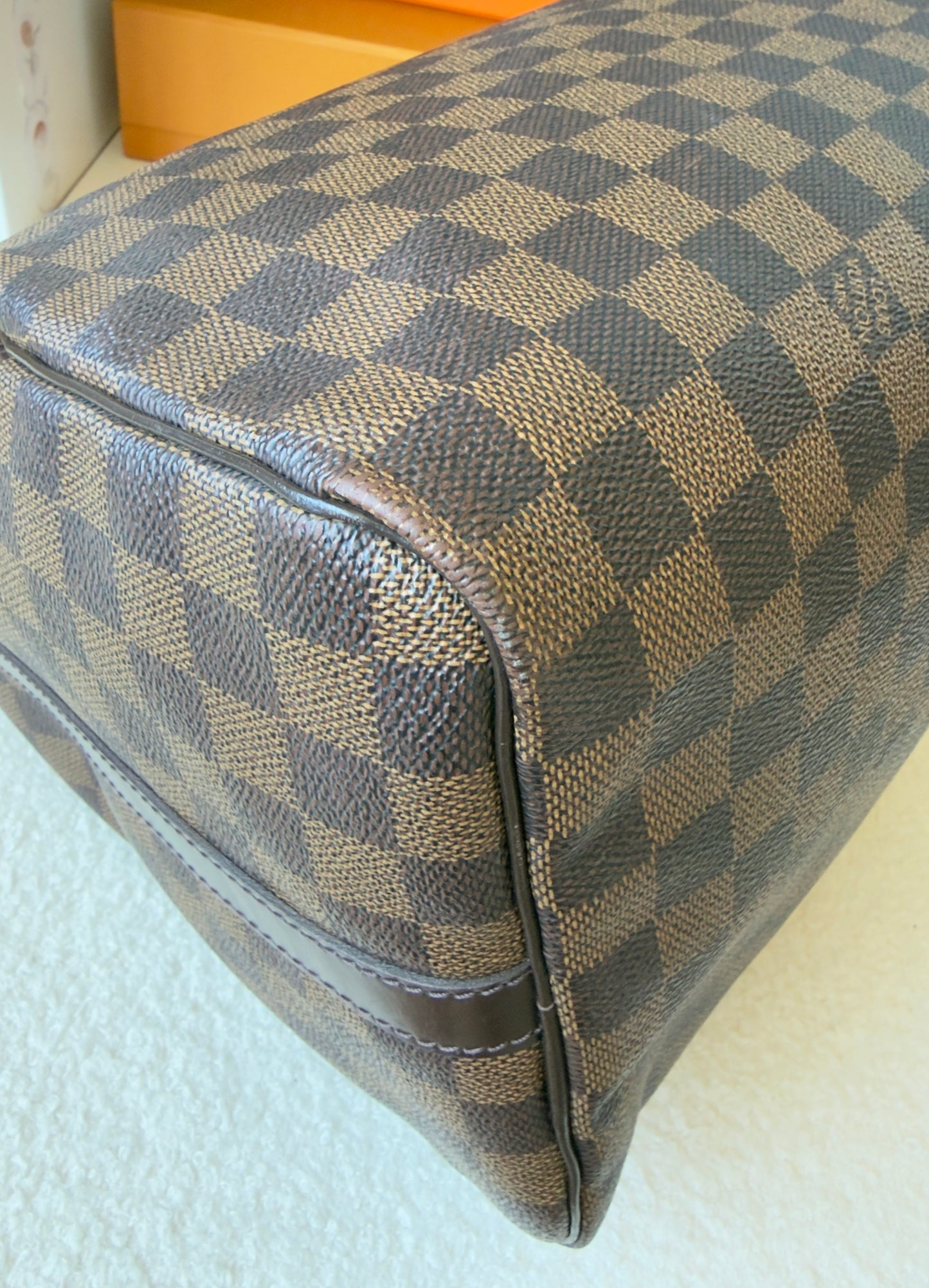 SPEEDY 35 BANDOULIER DAMIER EBENE BAG