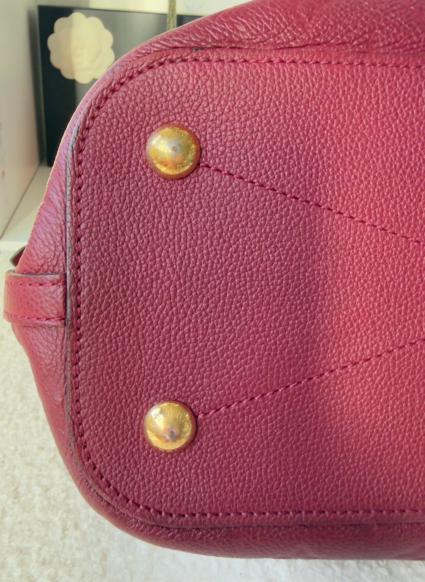 MAZARINE MM RED/BURGUNDY EMPREINTE HAND & SHOULDER BAG