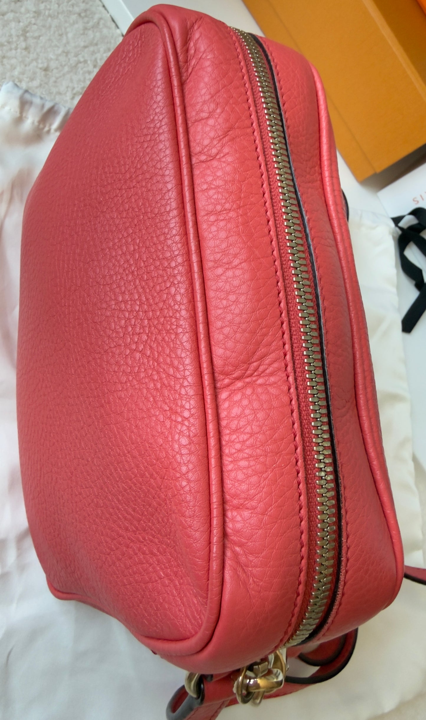 GG PINK ROSE TOPAZ SMALL SOHO DISCO CALFSKIN BAG