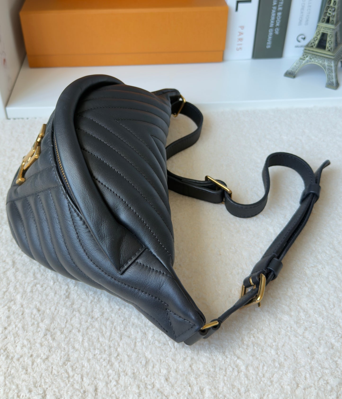 NEW WAVE BUMBAG BLACK CALFSKIN BAG