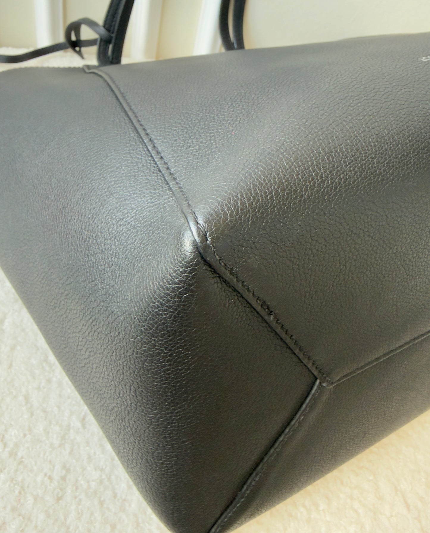CALFSKIN LOCKME CABAS BLACK LEATHER TOTE BAG