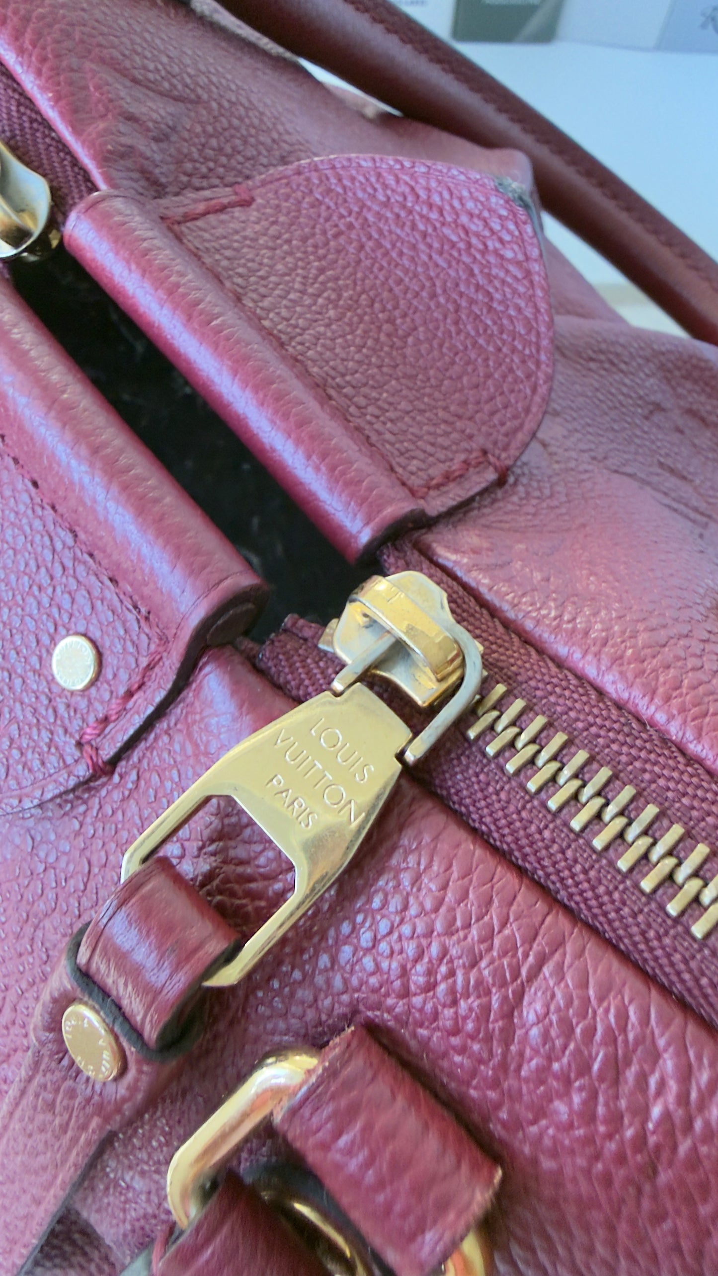 MAZARINE MM RED/BURGUNDY EMPREINTE HAND & SHOULDER BAG