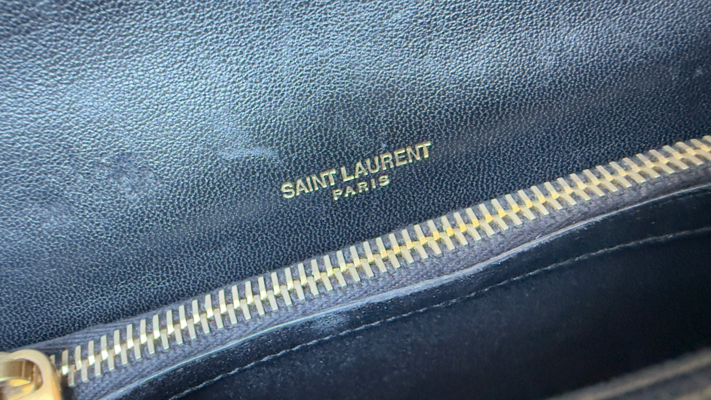 YSL SHEEPSKIN MATELASSE CHEVRON COLLEGE MEDIUM BLACK