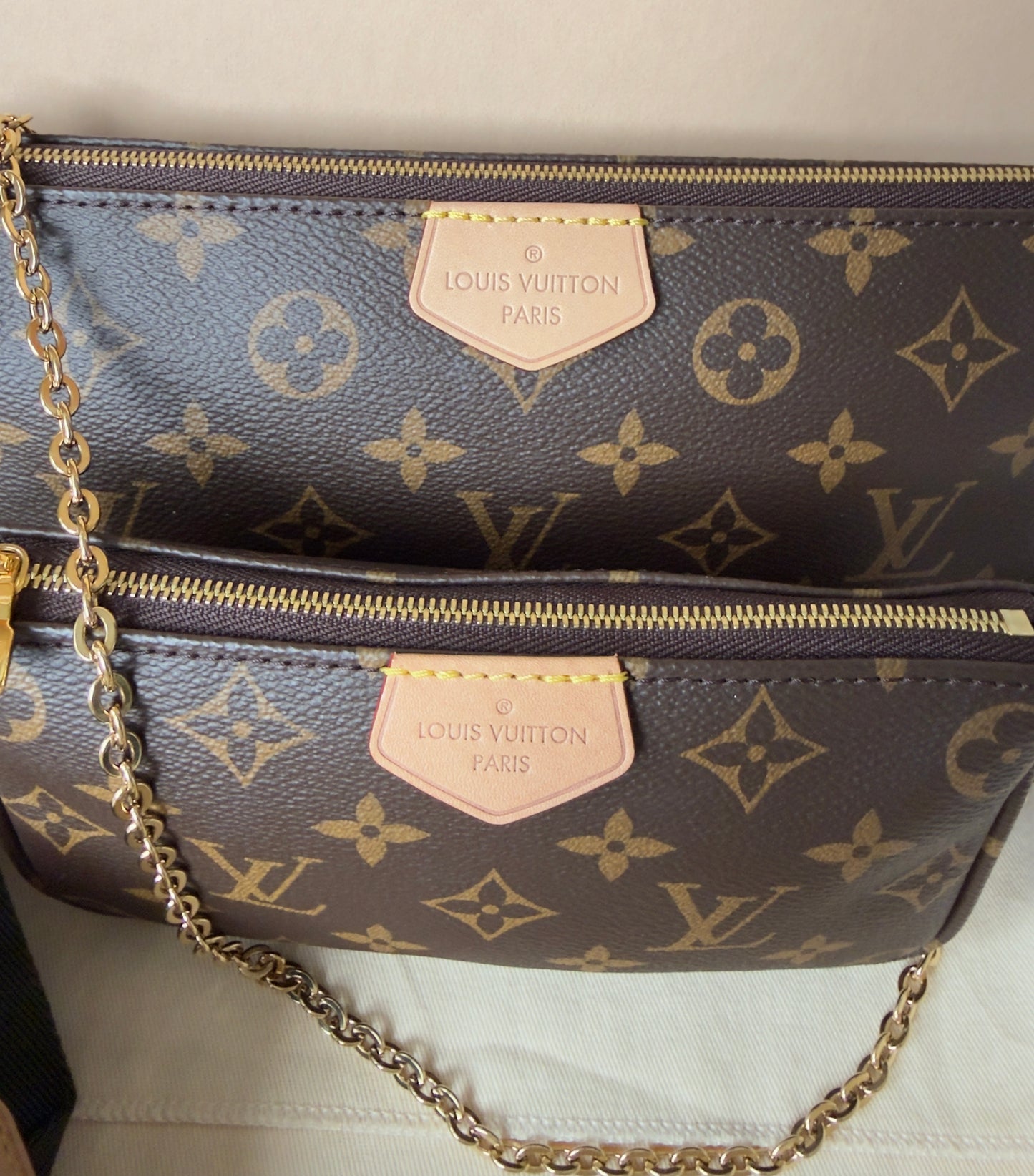 LIKE NEW MULTI POCHETTE ACCESSORIES KHAKI MONOGRAM