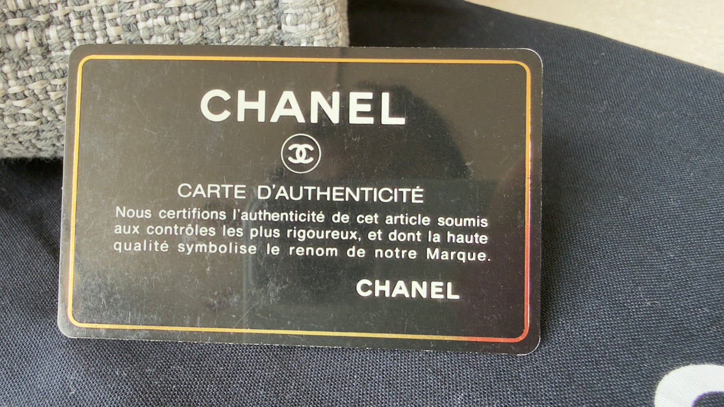 Chanel Woven Straw Raffia Small Deauville Tote Grey