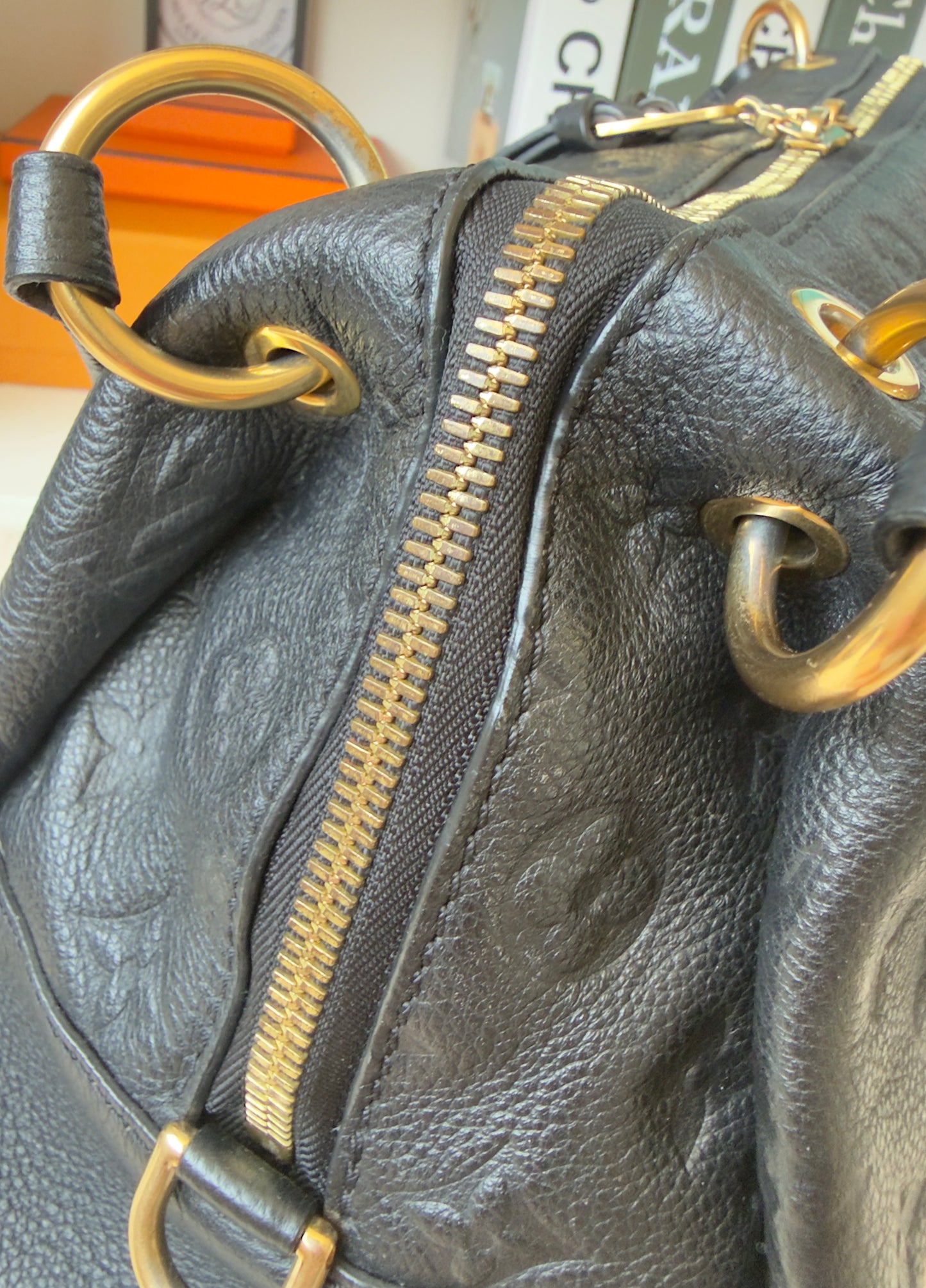 PONTHIEU PM NOIR/BLACK EMPREINTE BAG
