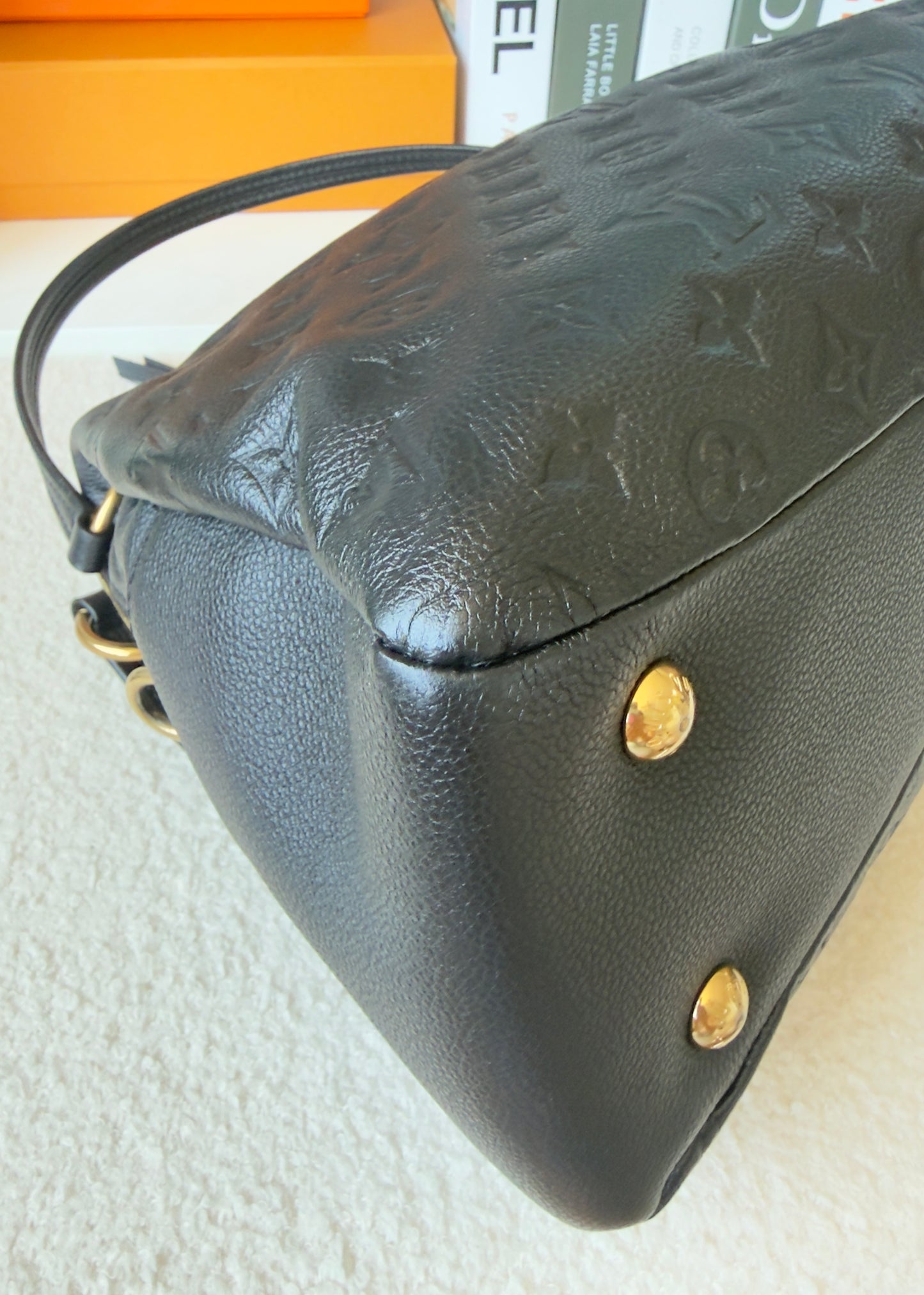 PONTHIEU PM NOIR/BLACK EMPREINTE BAG