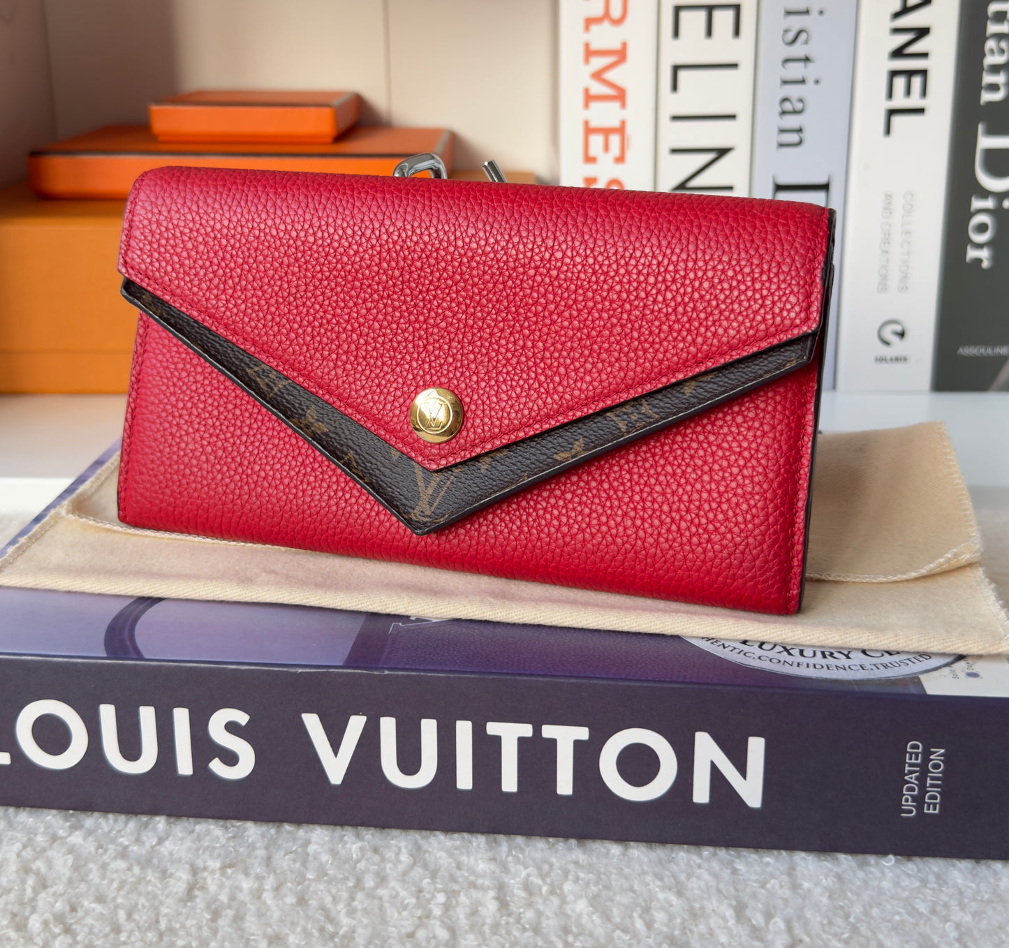 DOUBLE V RED/RUBIS CALFSKIN WALLET