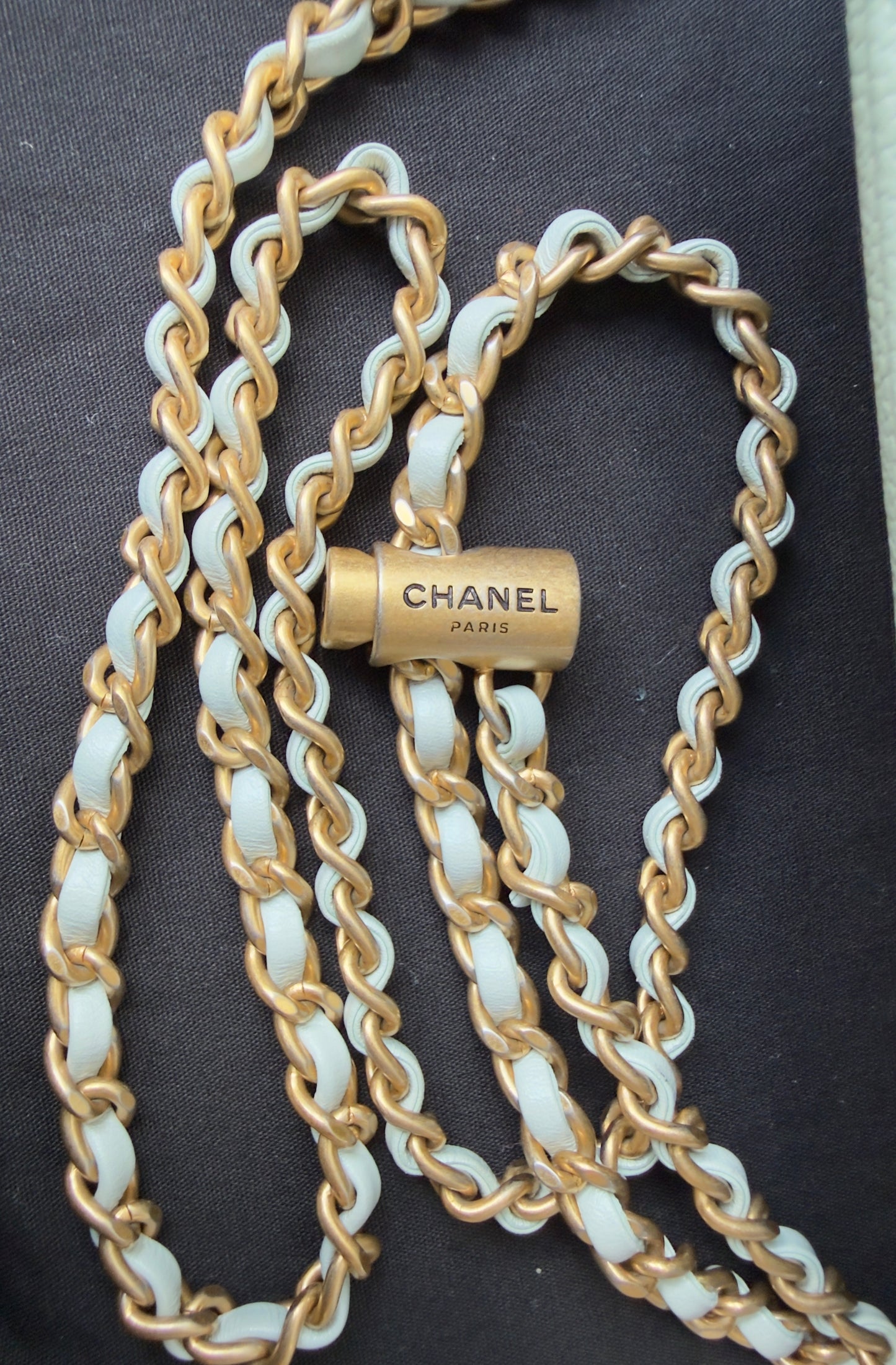 LIKE NEW 21K Iridescent Light Blue Caviar Quilted My Perfect Mini Flap Bag Aged Gold Hardware