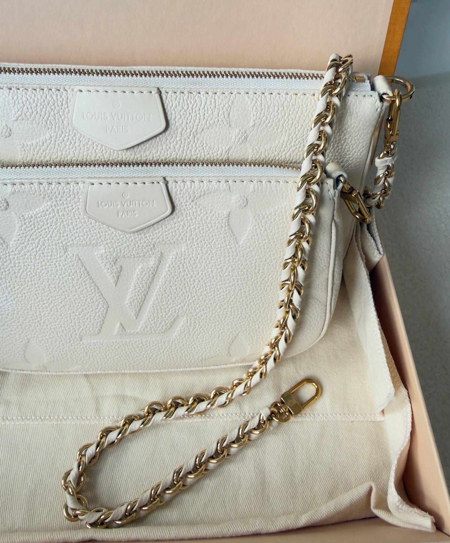 Multi Pochette Accessories Cream Monogram Empreinte Leather