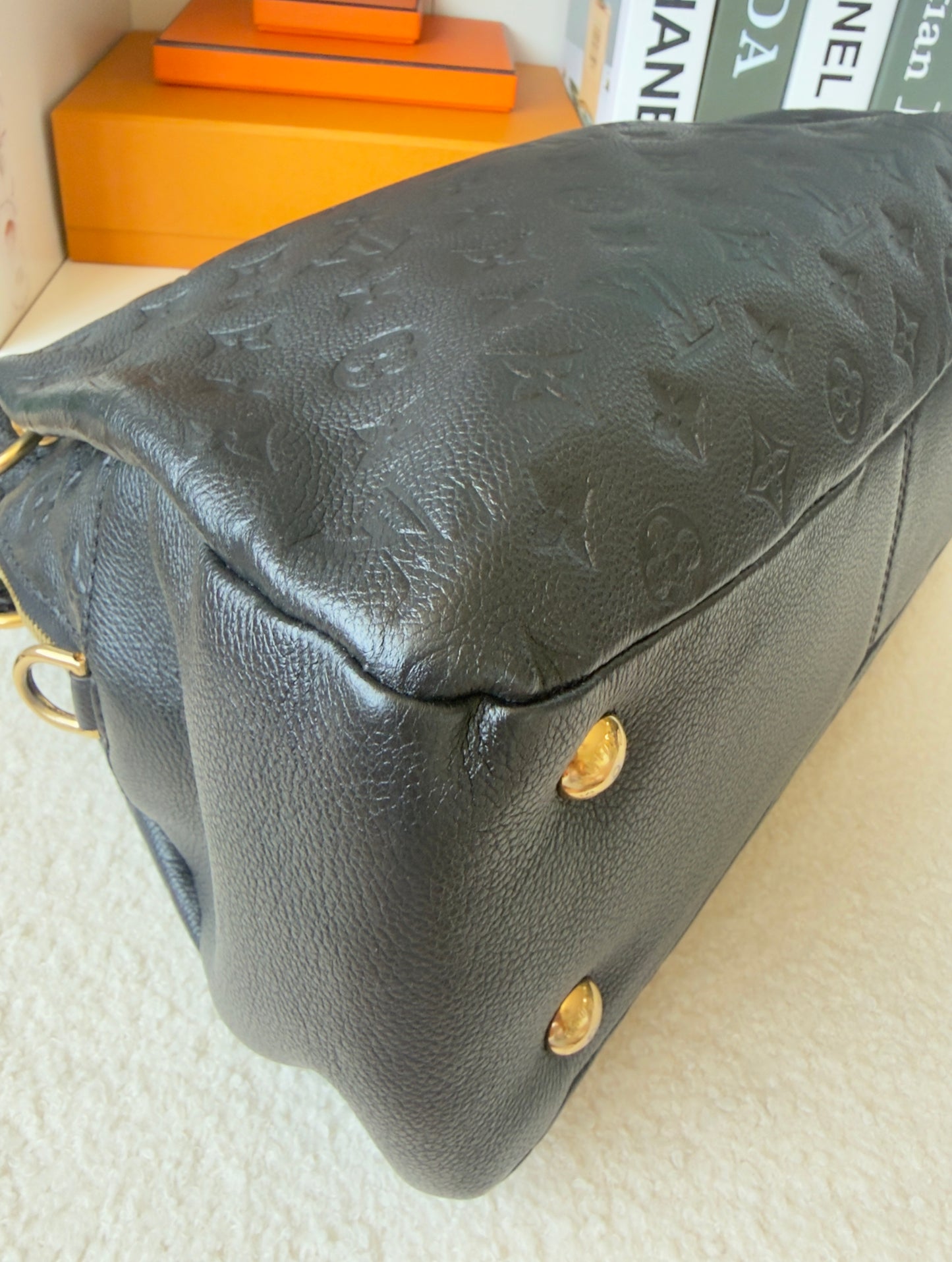 PONTHIEU PM NOIR/BLACK EMPREINTE BAG