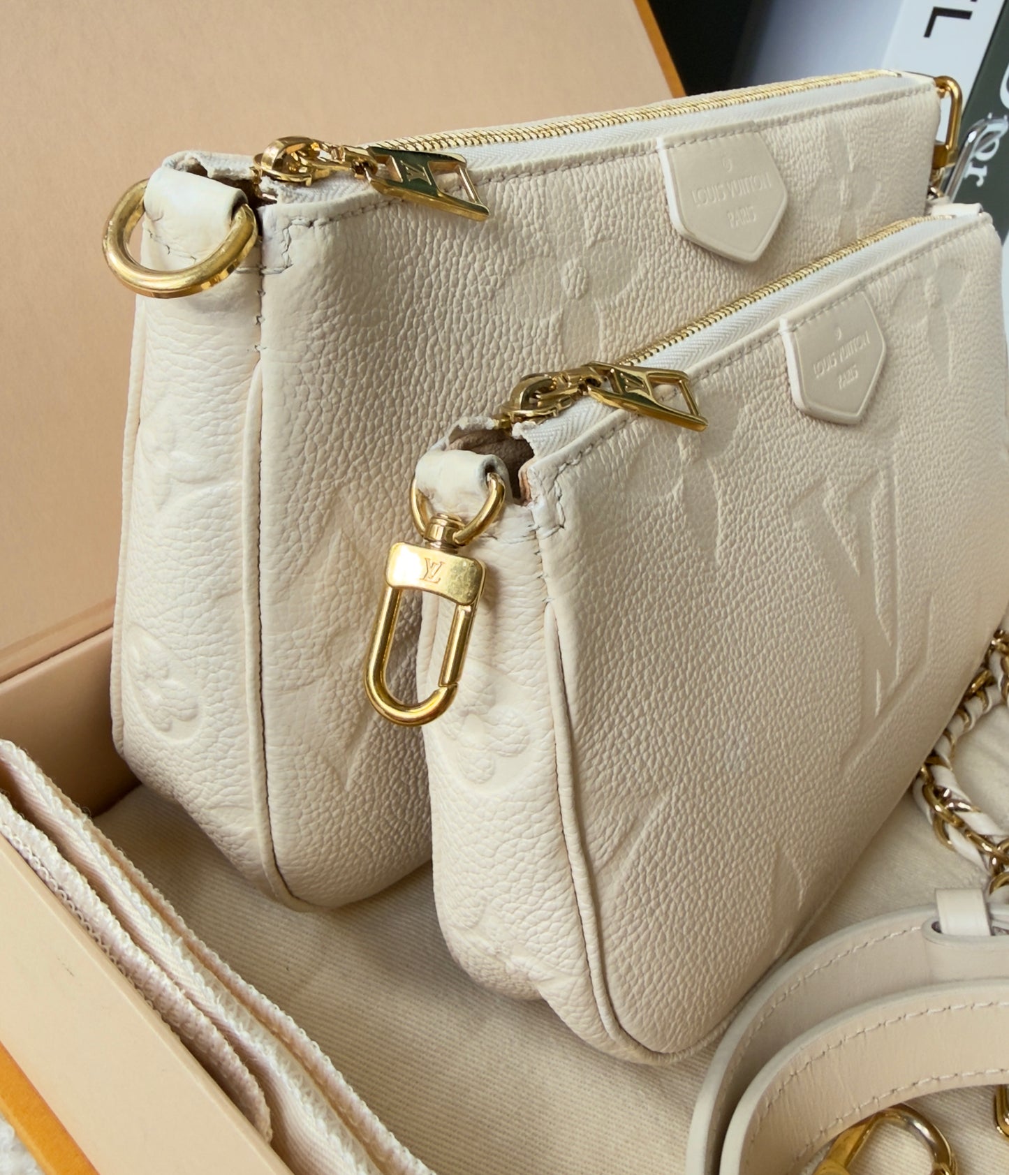 Multi Pochette Accessories Cream Monogram Empreinte Leather