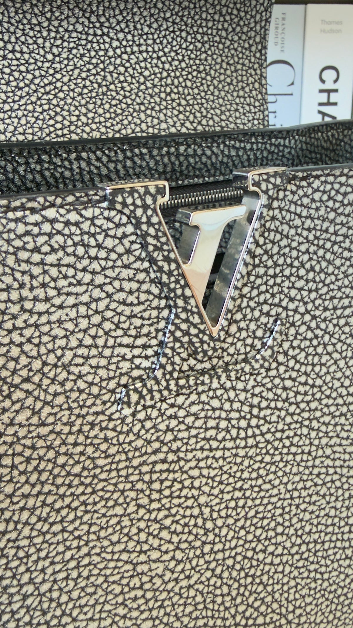 Capucines PM Chrome Taurillon Metallic Leather Crossbody Bag Silver