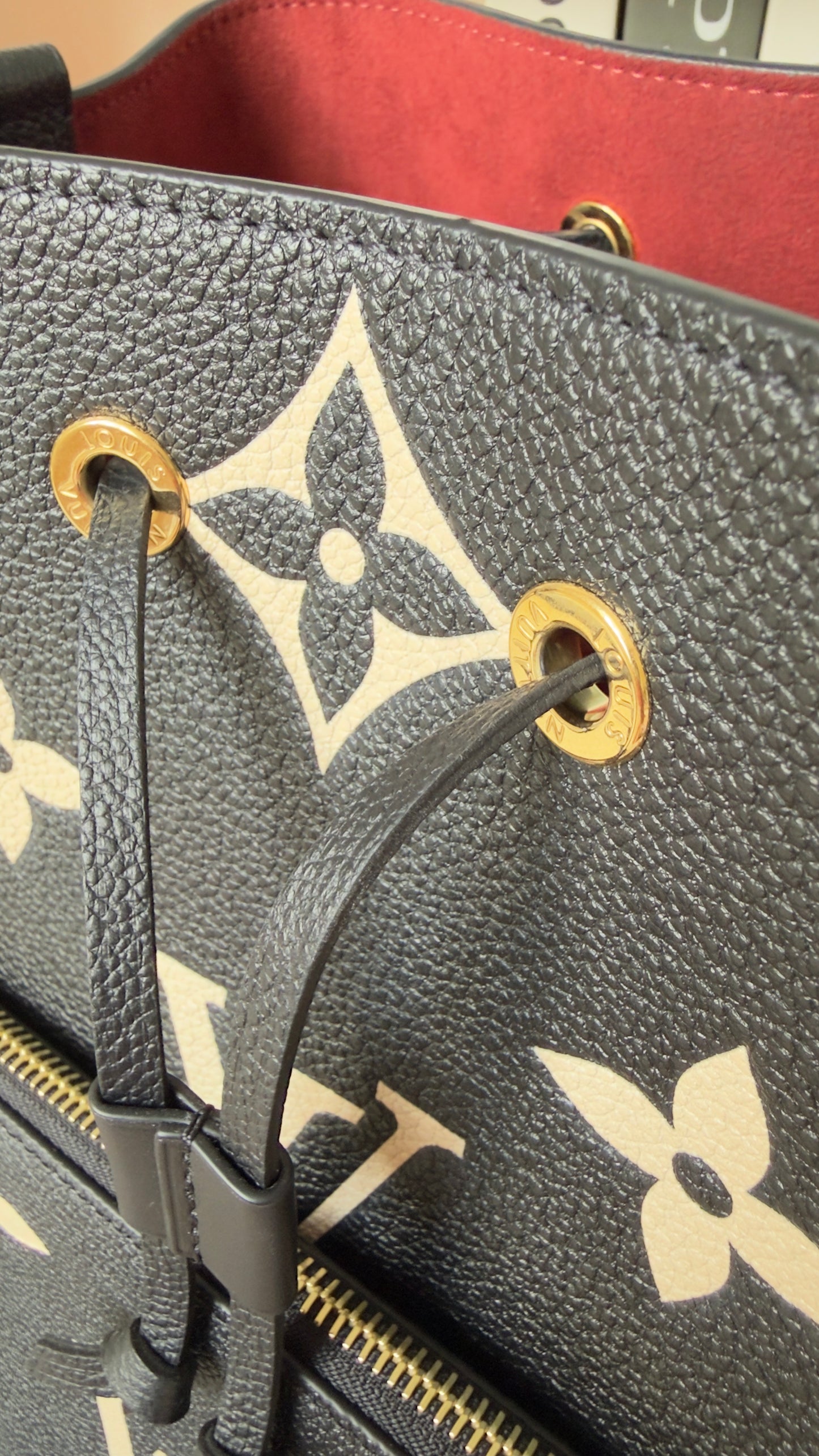 NEONOE MM BLACK/BEIGE EMPREINTE BAG