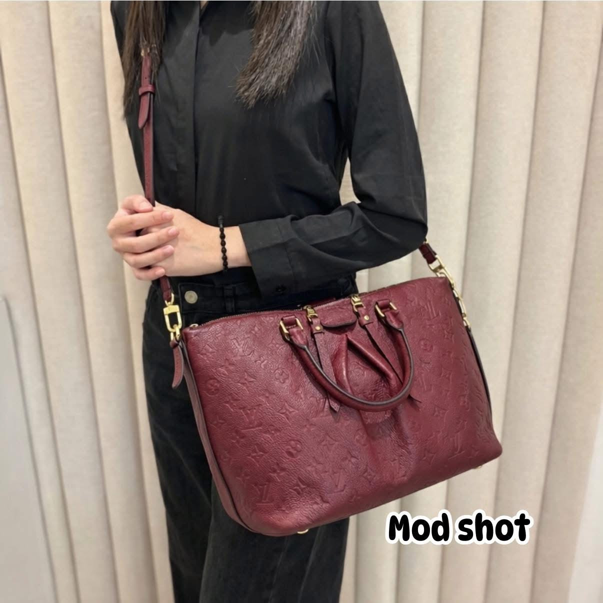 MAZARINE MM RED/BURGUNDY EMPREINTE HAND & SHOULDER BAG