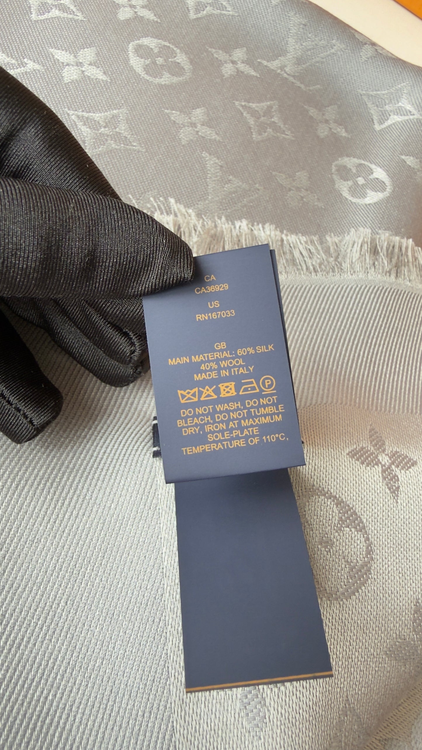 BRAND NEW MONOGRAM SHAWL SHINE/PEARL GREY