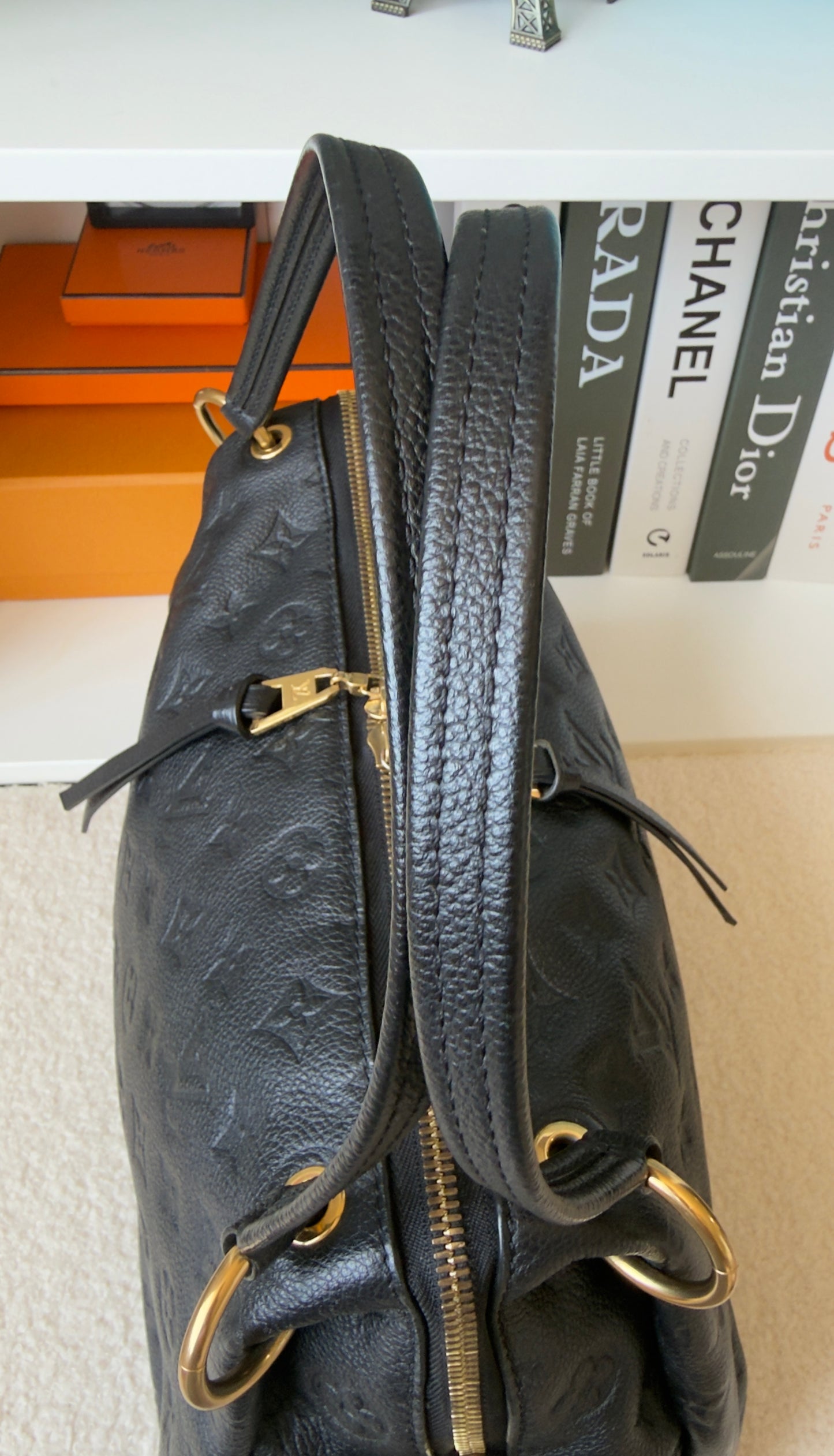 PONTHIEU PM NOIR/BLACK EMPREINTE BAG